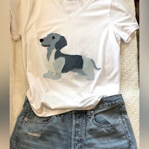 Dachshund Patchwork Hand Cut Handmade Denim design Iron On for totes/shirts/etc